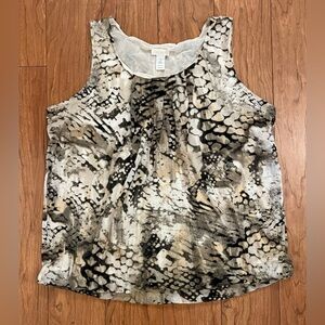 Chicos Women's Tank Top Medium White Gray Animal Print Sleeveless Blouse Shirt